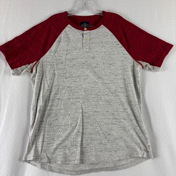 American Eagle Outfitters Other - American Eagle Outfitters, Men’s T-Shirt, Red & Gray, Henley, Size L Classic Fit